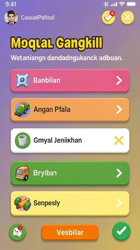 Tangkapan layar menampilkan karakter unik dalam 5RT.