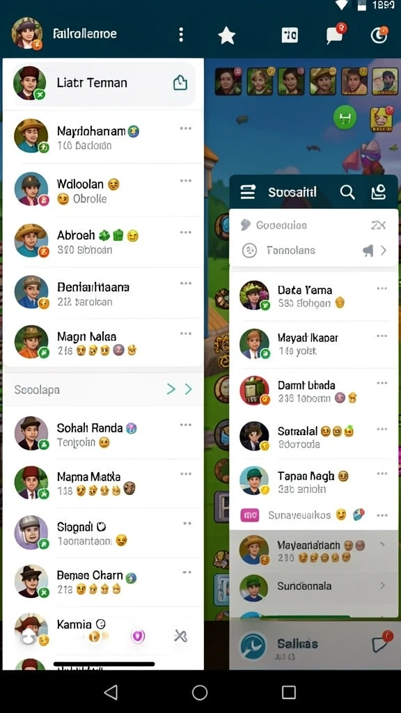 Screenshot memperlihatkan menu karakter dan pilihan keterampilan.