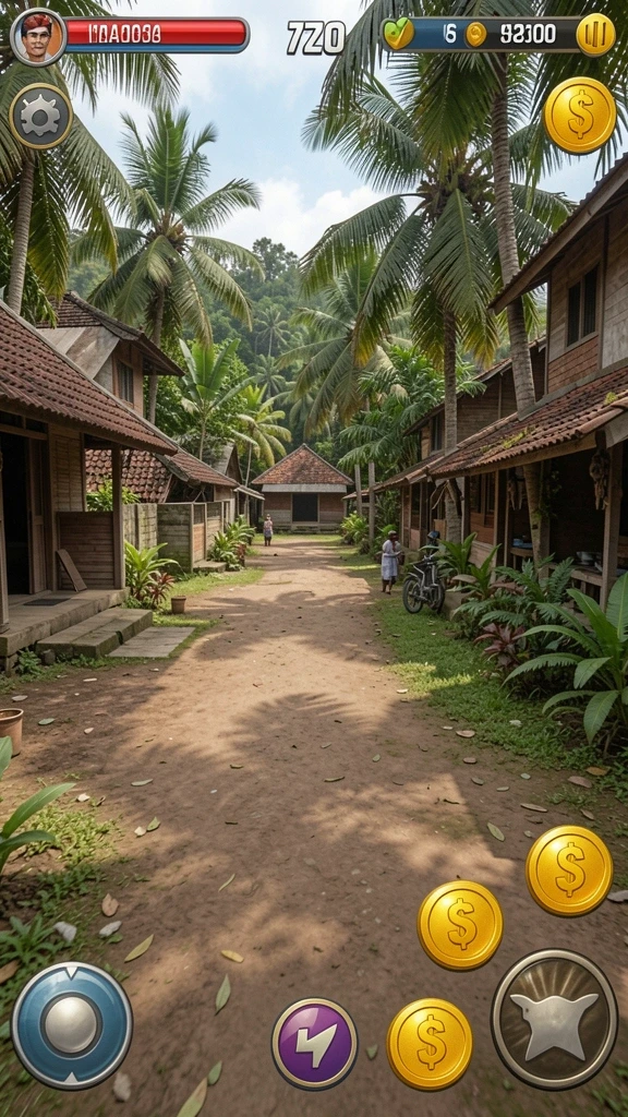 Tangkapan layar dari hutan lebat yang penuh dengan tantangan.